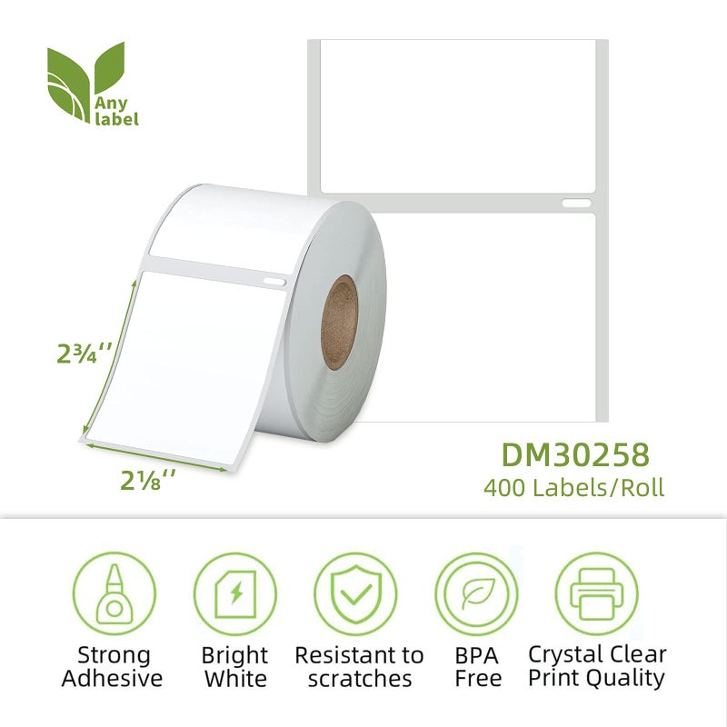 Anylabel Compatible 2-1/8" x 2-3/4" Direct Thermal Labels Replacement for DYMO 30258 Barcodes Address Postage, Compatible with Rollo, DYMO 4XL & Zebra Desktop Printers (16 Rolls, 400 Labels/Roll) - Image 2